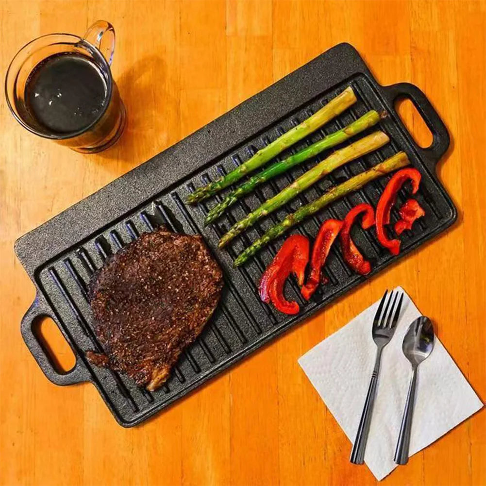 Non-stick Pancake Grill Pan Double Sided Oil Frying Baking Pan Induction Cooker Outdoor Barbecue Plate Camping Kitchen Bakeware