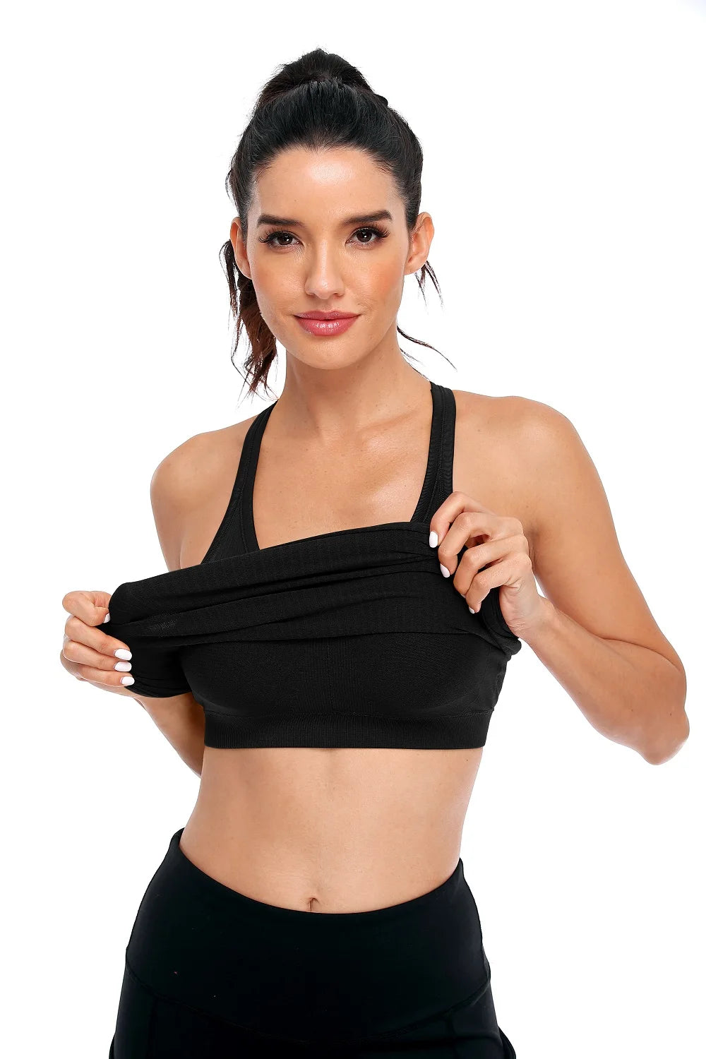 Attraco Women Camisole Racerback Design U-Neck Basic Breathable Sportswear Solid Soft Build-in Shelf Bra Running Tank Tops