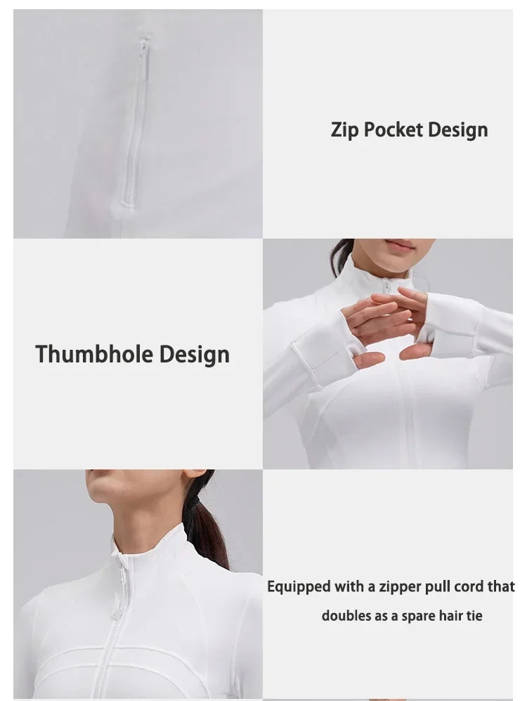 Women's Slim-Fit Zippered Training define Jacket - Long Sleeve Fitness Running Top for Jogging & Sports