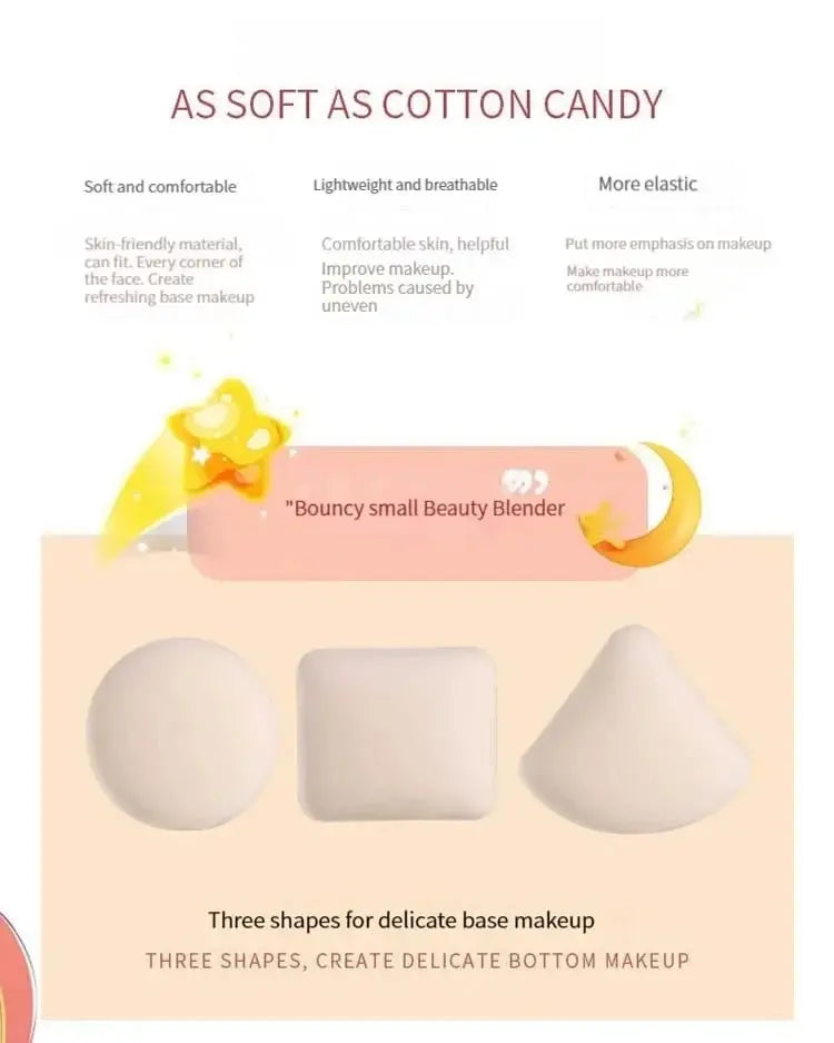3 Pieces Dry Wet Usable Makeup Cosmetic Puff Sponge Cushion Puff for Foundation Powder Soft and Cute