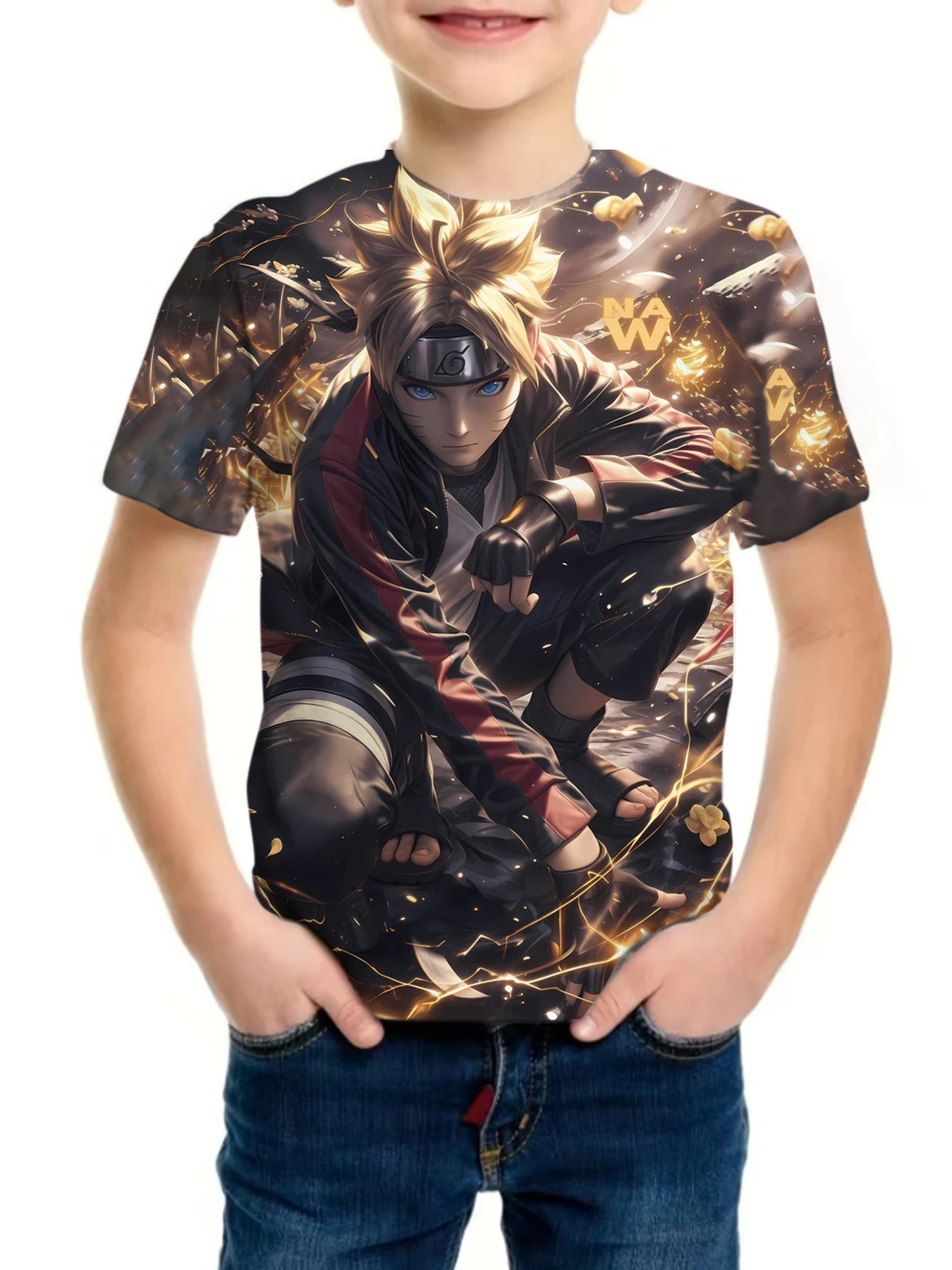 Boy's Anime Wukong Dragonball Graphic T-shirt, Casual Slightly Stretch Breathable Slim Fit Tee Kid's Clothing for Summer Outdoor
