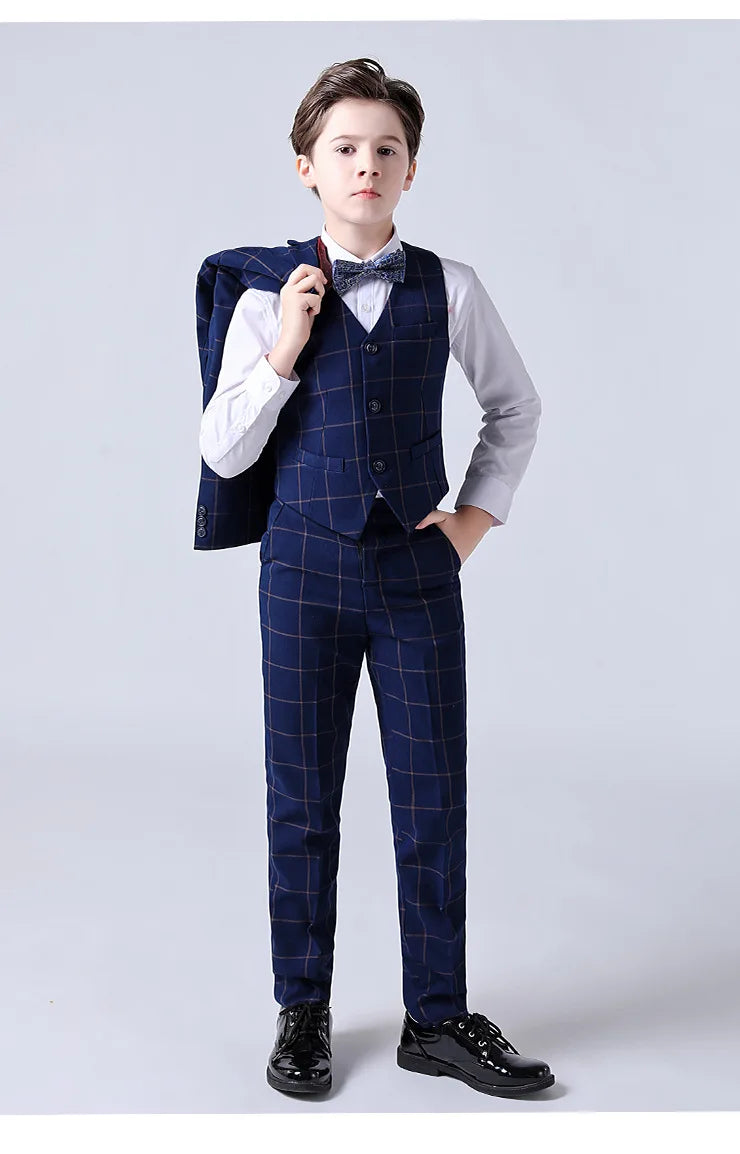 Boys Suit For Wedding Teenager Kids Formal Ceremony Tuxedo Dress Children Photograph Blazer Evening Party Performance Costume