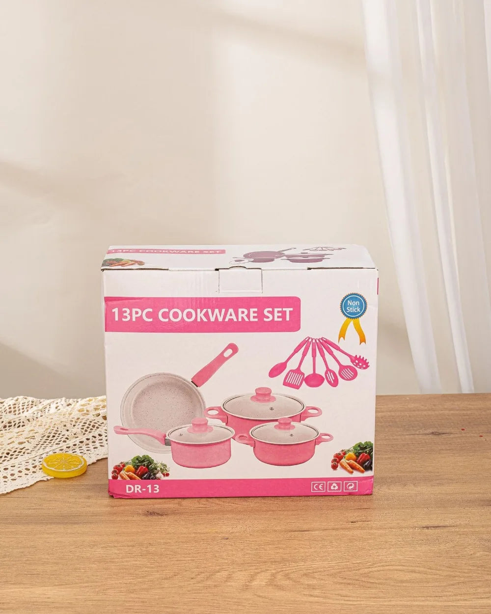 13pcs Durable Non Stick Cookware Set Multifunctional Kitchen Utensil Soup Milk Pot Maifanstone Frying Pan Household
