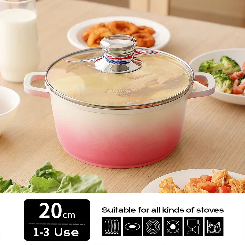 Stew Pot WithLid Soup Pot Non-stick Pot Thick Soup Ceramic Glaze Heat-Resistant Household Two Ears Cookware Gas Induction Cooker