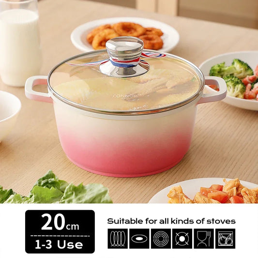 Stew Pot WithLid Soup Pot Non-stick Pot Thick Soup Ceramic Glaze Heat-Resistant Household Two Ears Cookware Gas Induction Cooker