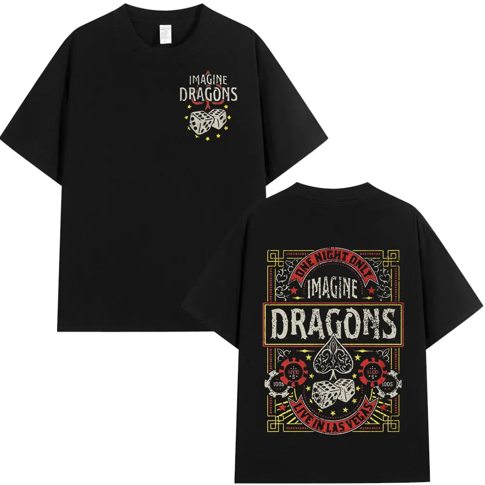 Imagine Dragons Loom World Tour 2024 T Shirt Rock Band Cartoon Dragon T-shirts Men Women High Quality Cotton Short Sleeve Tshirt