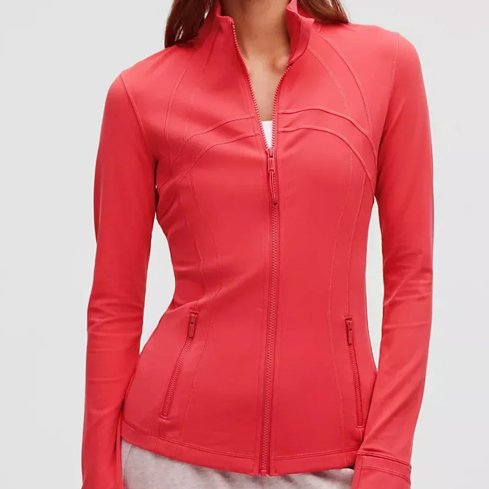 Women's Slim-Fit Zippered Training define Jacket - Long Sleeve Fitness Running Top for Jogging & Sports