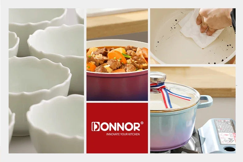 Stew Pot WithLid Soup Pot Non-stick Pot Thick Soup Ceramic Glaze Heat-Resistant Household Two Ears Cookware Gas Induction Cooker