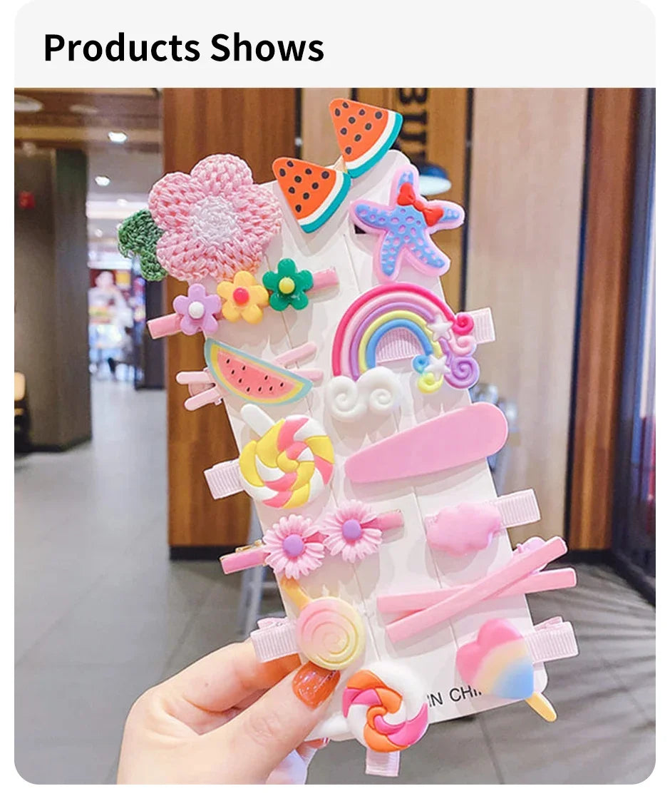 14-28-42-70Pcs Cartoon Baby Hair Clip Set Flower Fruit Baby Girl Barrettes Bangs Hairpins Kids Hair Accessories