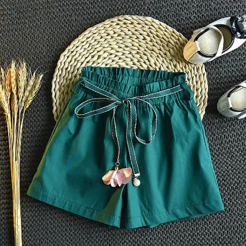 Kids Clothes Girls Set Sleeveless T-shirt+Shorts 2PCS/Sets Baby Girls Clothes Chiffon Shirt Flower Print Children Girls Clothes