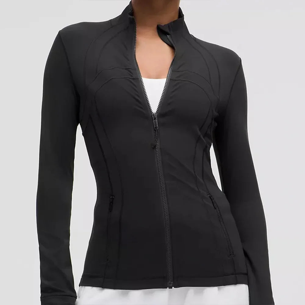 Women's Slim-Fit Zippered Training define Jacket - Long Sleeve Fitness Running Top for Jogging & Sports