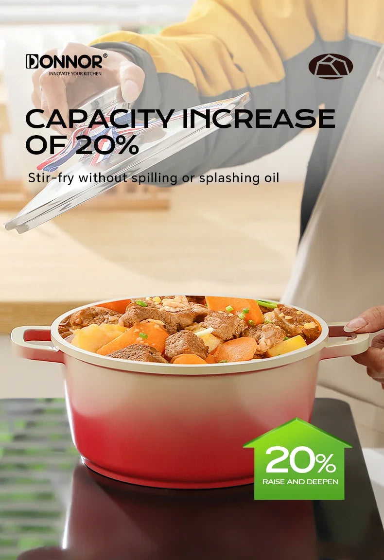 Stew Pot WithLid Soup Pot Non-stick Pot Thick Soup Ceramic Glaze Heat-Resistant Household Two Ears Cookware Gas Induction Cooker