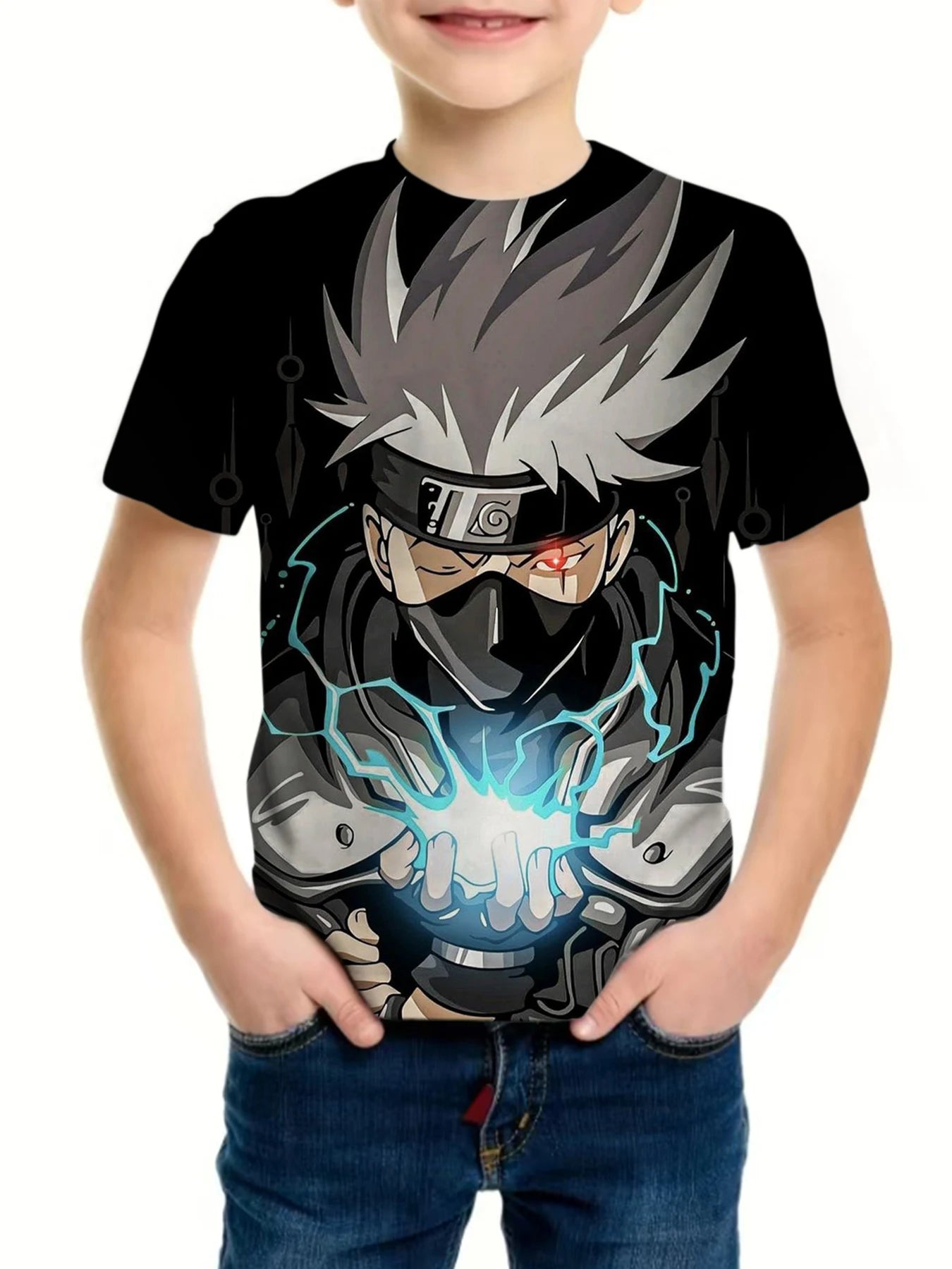 Boy's Anime Wukong Dragonball Graphic T-shirt, Casual Slightly Stretch Breathable Slim Fit Tee Kid's Clothing for Summer Outdoor