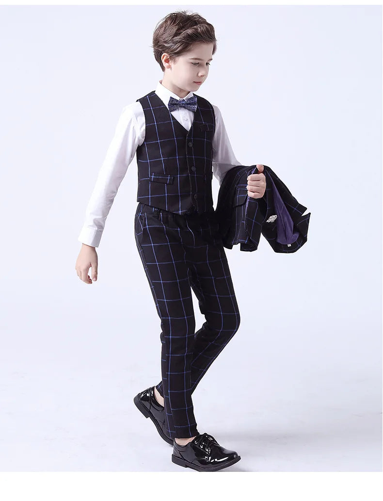 Boys Suit For Wedding Teenager Kids Formal Ceremony Tuxedo Dress Children Photograph Blazer Evening Party Performance Costume