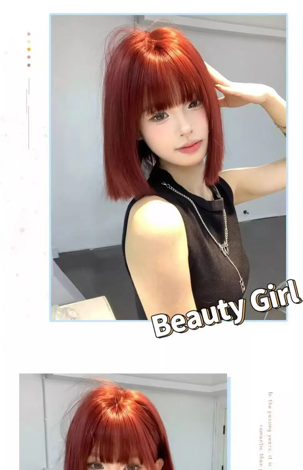 Wig Short Hair Female Internet Celebrity Short Hair Daily Lolita Natural Bangs Full Head Cover Black Red Supernatural Synthetic