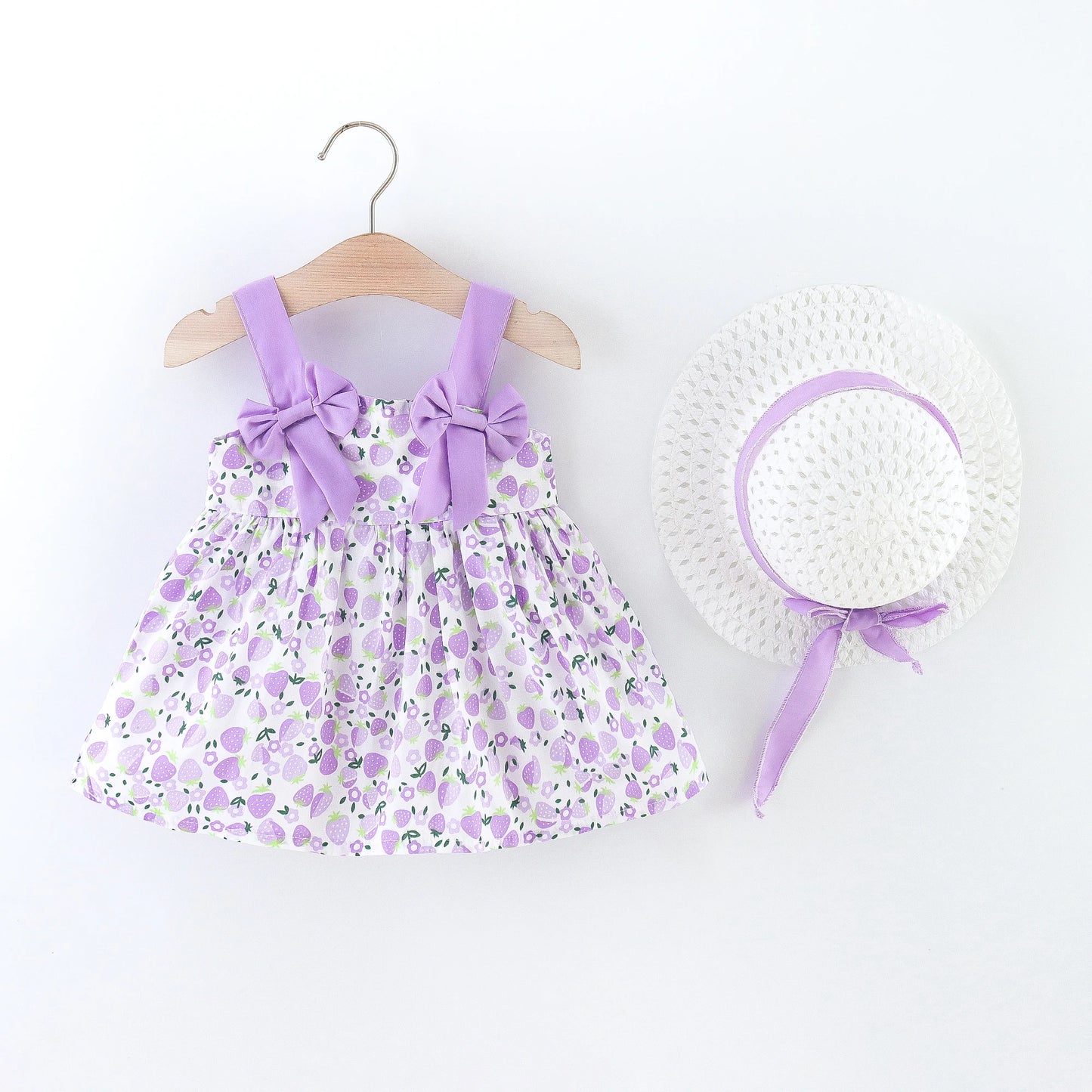 Baby Stylish Cotton Dress Bow Tie Hat