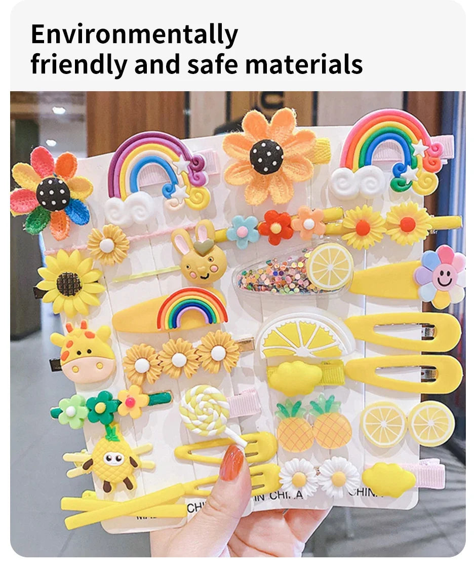 14-28-42-70Pcs Cartoon Baby Hair Clip Set Flower Fruit Baby Girl Barrettes Bangs Hairpins Kids Hair Accessories