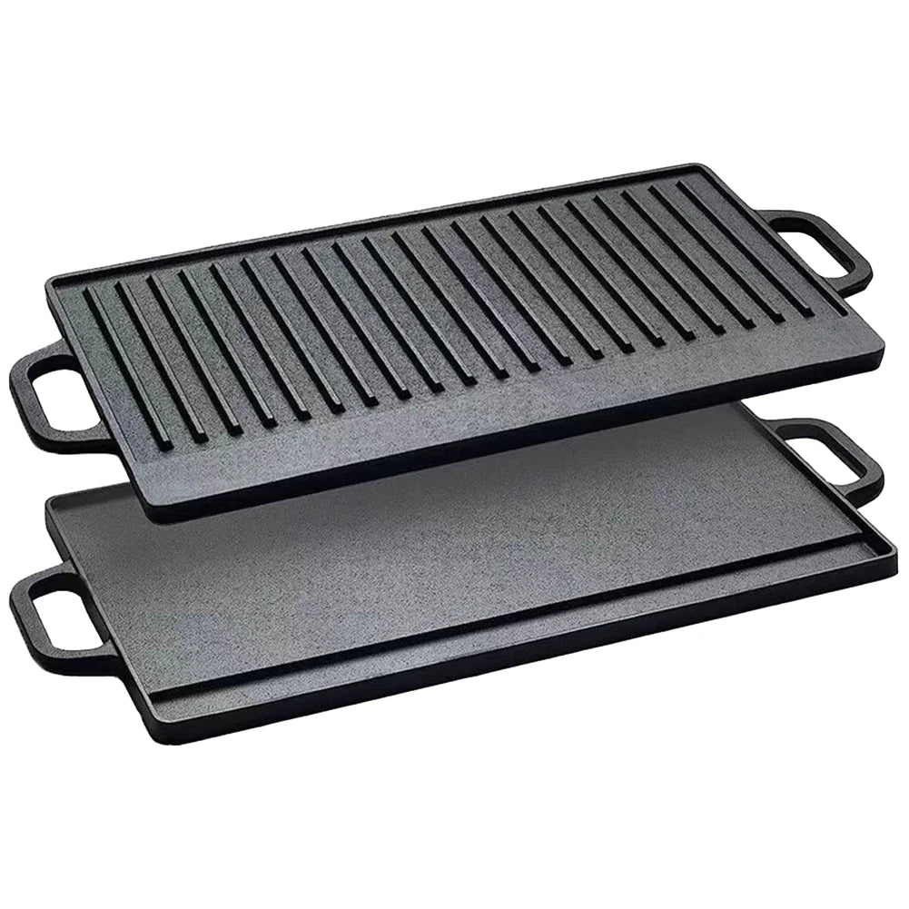 Non-stick Pancake Grill Pan Double Sided Oil Frying Baking Pan Induction Cooker Outdoor Barbecue Plate Camping Kitchen Bakeware