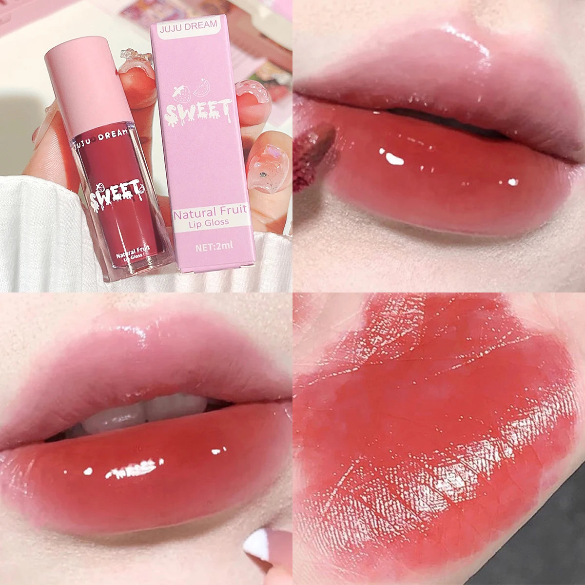 Glossy mirror lip gloss, nude lip gloss, moisturizing, brightening complexion, waterproof, long-lasting for a flawless finish