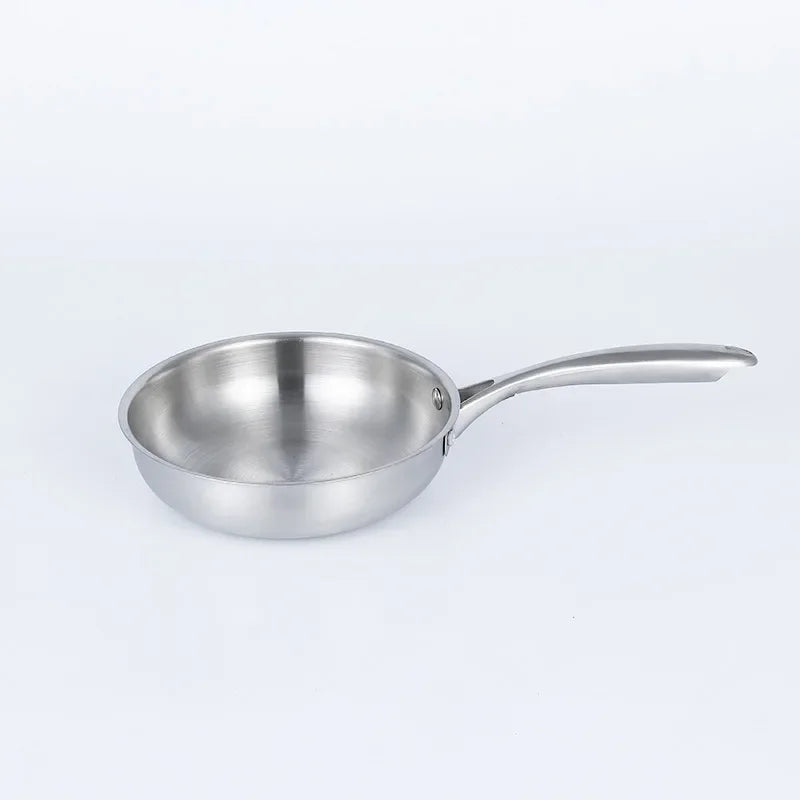 Stainless Steel Frying Pan 304 NonStick Pan Fried Steak Pot Uncoated Cookware For Gas Stove and Induction KitchenCooker