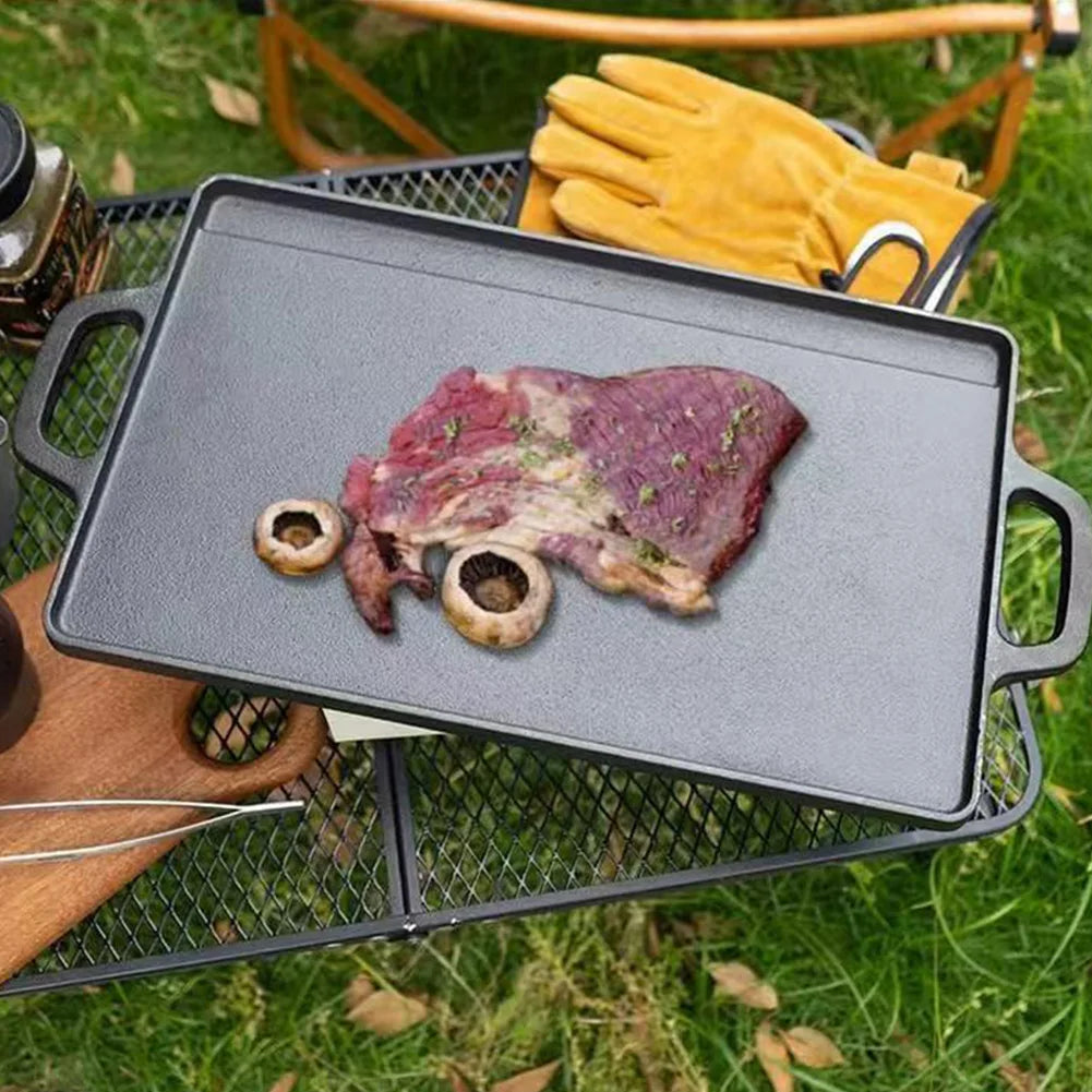 Non-stick Pancake Grill Pan Double Sided Oil Frying Baking Pan Induction Cooker Outdoor Barbecue Plate Camping Kitchen Bakeware