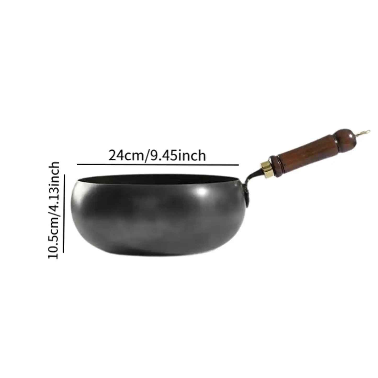 Nonstick Wok Frying Pan Wooden Handle Induction Cooker Boiling No Coating Gas Chinese Wok Flat Bottom for Kitchen Camping