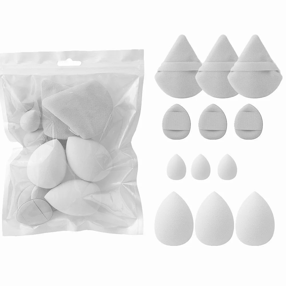 12pcs Soft All-Purpose Makeup Sponge Set Dry Wet Dual Use Beauty Tools Beauty Egg 4Types Powder Puff Foundation Sponges