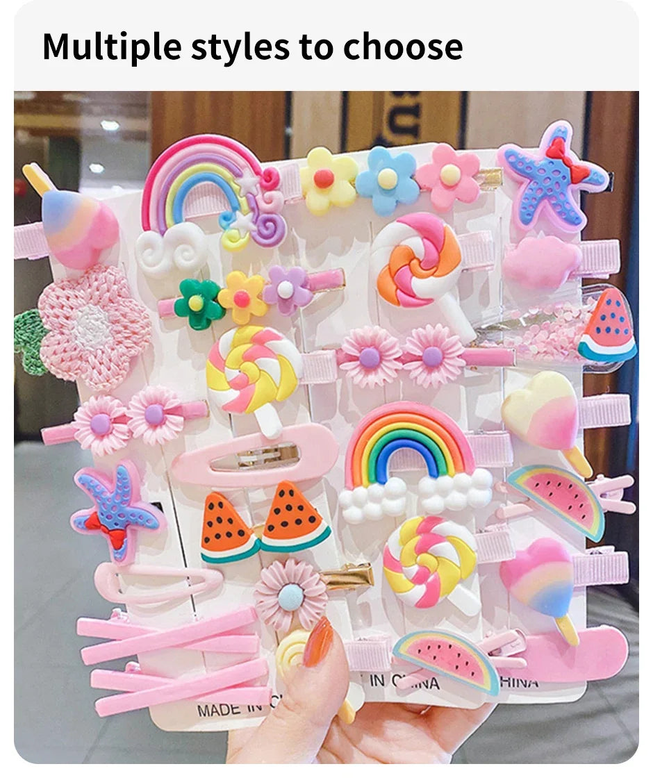 14-28-42-70Pcs Cartoon Baby Hair Clip Set Flower Fruit Baby Girl Barrettes Bangs Hairpins Kids Hair Accessories