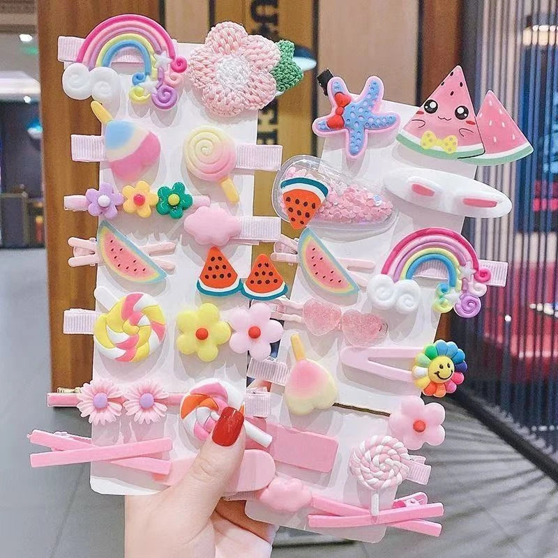 14-28-42-70Pcs Cartoon Baby Hair Clip Set Flower Fruit Baby Girl Barrettes Bangs Hairpins Kids Hair Accessories