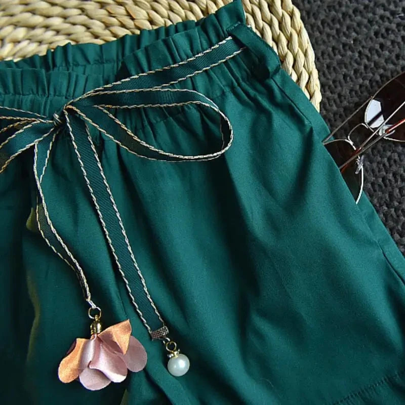 Kids Clothes Girls Set Sleeveless T-shirt+Shorts 2PCS/Sets Baby Girls Clothes Chiffon Shirt Flower Print Children Girls Clothes