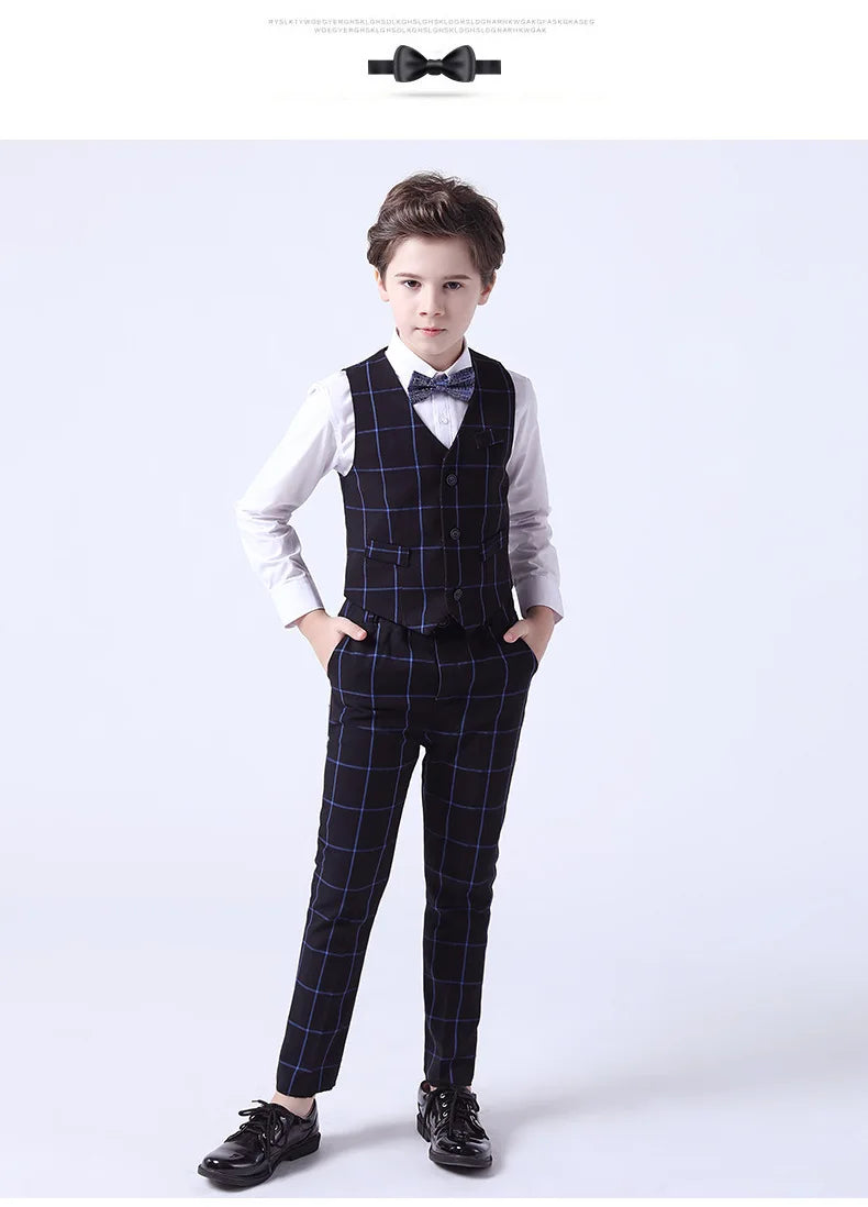 Boys Suit For Wedding Teenager Kids Formal Ceremony Tuxedo Dress Children Photograph Blazer Evening Party Performance Costume