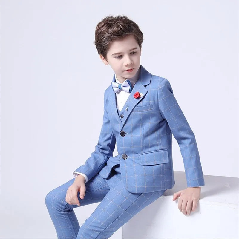 Boys Suit For Wedding Teenager Kids Formal Ceremony Tuxedo Dress Children Photograph Blazer Evening Party Performance Costume
