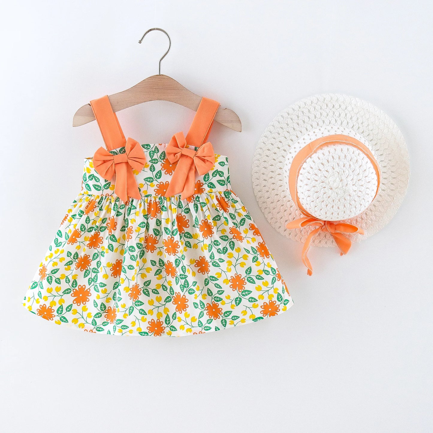 Baby Stylish Cotton Dress Bow Tie Hat