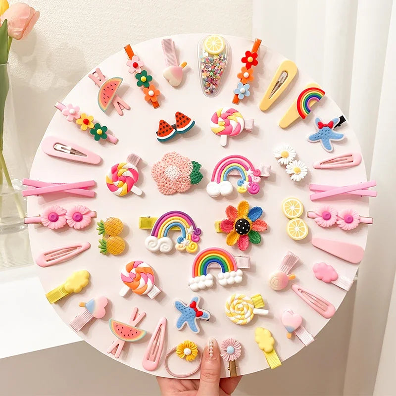 14-28-42-70Pcs Cartoon Baby Hair Clip Set Flower Fruit Baby Girl Barrettes Bangs Hairpins Kids Hair Accessories