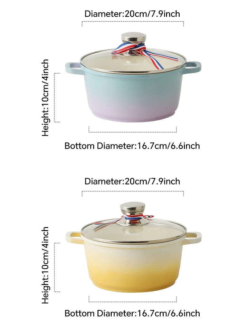 Stew Pot WithLid Soup Pot Non-stick Pot Thick Soup Ceramic Glaze Heat-Resistant Household Two Ears Cookware Gas Induction Cooker