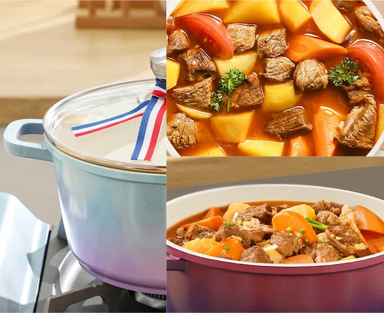 Stew Pot WithLid Soup Pot Non-stick Pot Thick Soup Ceramic Glaze Heat-Resistant Household Two Ears Cookware Gas Induction Cooker