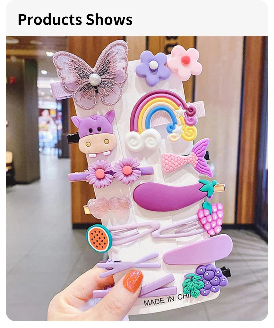 14-28-42-70Pcs Cartoon Baby Hair Clip Set Flower Fruit Baby Girl Barrettes Bangs Hairpins Kids Hair Accessories