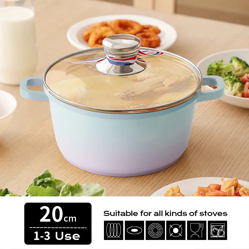 Stew Pot WithLid Soup Pot Non-stick Pot Thick Soup Ceramic Glaze Heat-Resistant Household Two Ears Cookware Gas Induction Cooker