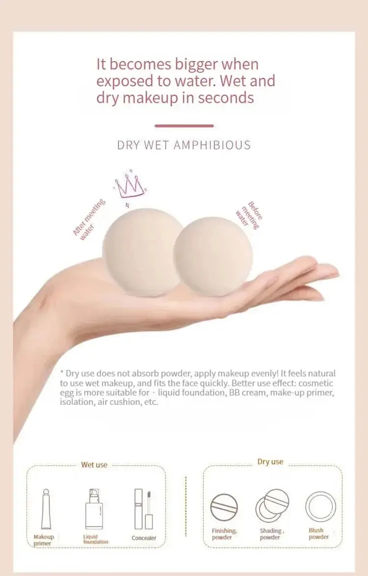 3 Pieces Dry Wet Usable Makeup Cosmetic Puff Sponge Cushion Puff for Foundation Powder Soft and Cute