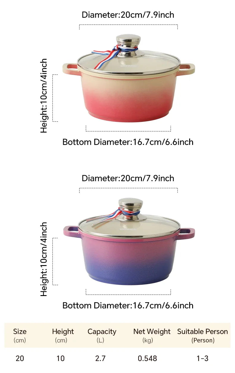 Stew Pot WithLid Soup Pot Non-stick Pot Thick Soup Ceramic Glaze Heat-Resistant Household Two Ears Cookware Gas Induction Cooker
