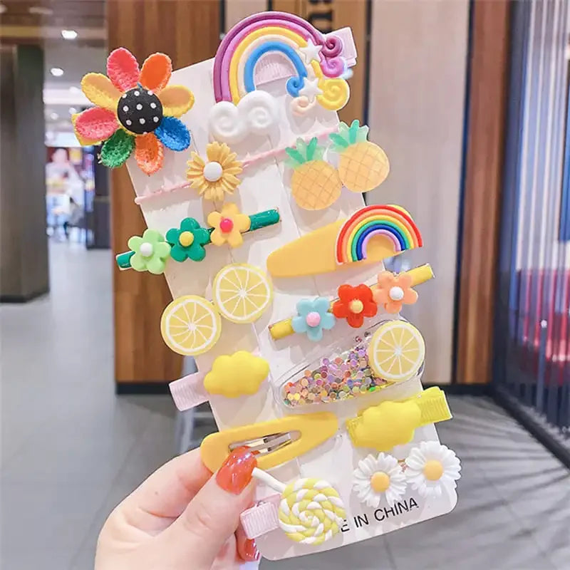 14-28-42-70Pcs Cartoon Baby Hair Clip Set Flower Fruit Baby Girl Barrettes Bangs Hairpins Kids Hair Accessories
