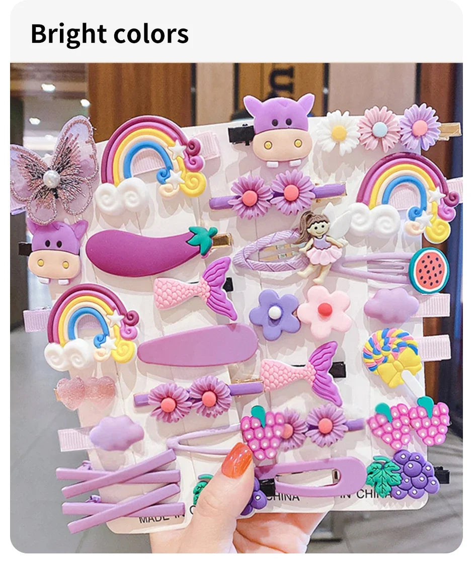 14-28-42-70Pcs Cartoon Baby Hair Clip Set Flower Fruit Baby Girl Barrettes Bangs Hairpins Kids Hair Accessories
