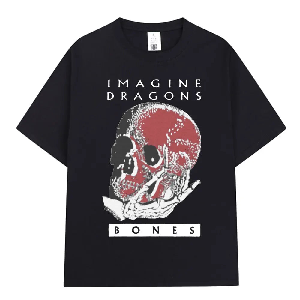 Imagine Dragons Loom World Tour 2024 T Shirt Rock Band Cartoon Dragon T-shirts Men Women High Quality Cotton Short Sleeve Tshirt