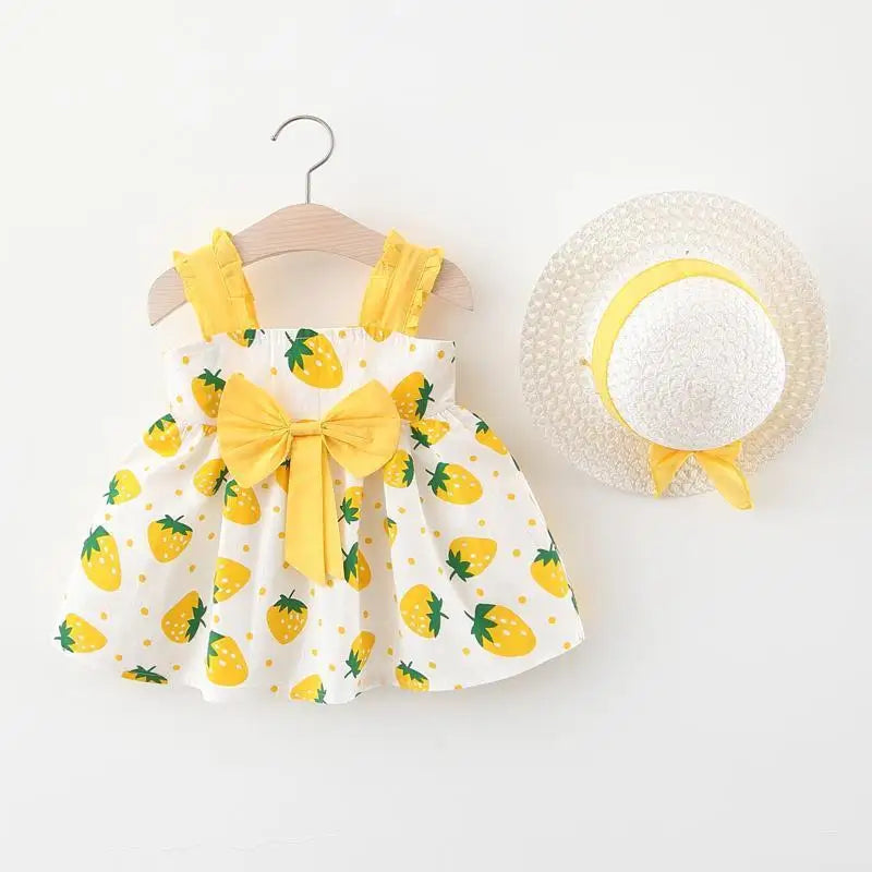 Baby Stylish Cotton Dress Bow Tie Hat