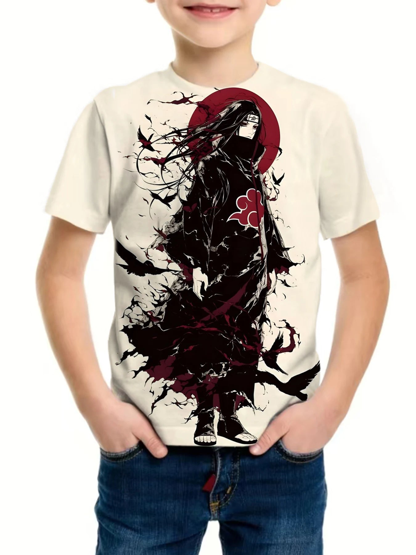 Boy's Anime Wukong Dragonball Graphic T-shirt, Casual Slightly Stretch Breathable Slim Fit Tee Kid's Clothing for Summer Outdoor