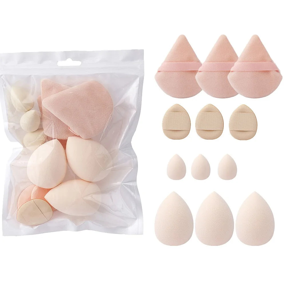 12pcs Soft All-Purpose Makeup Sponge Set Dry Wet Dual Use Beauty Tools Beauty Egg 4Types Powder Puff Foundation Sponges