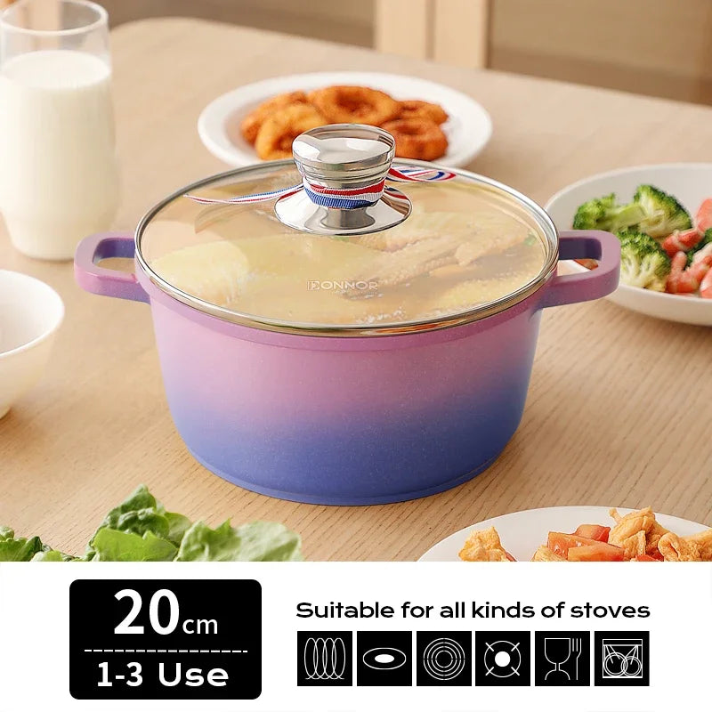 Stew Pot WithLid Soup Pot Non-stick Pot Thick Soup Ceramic Glaze Heat-Resistant Household Two Ears Cookware Gas Induction Cooker