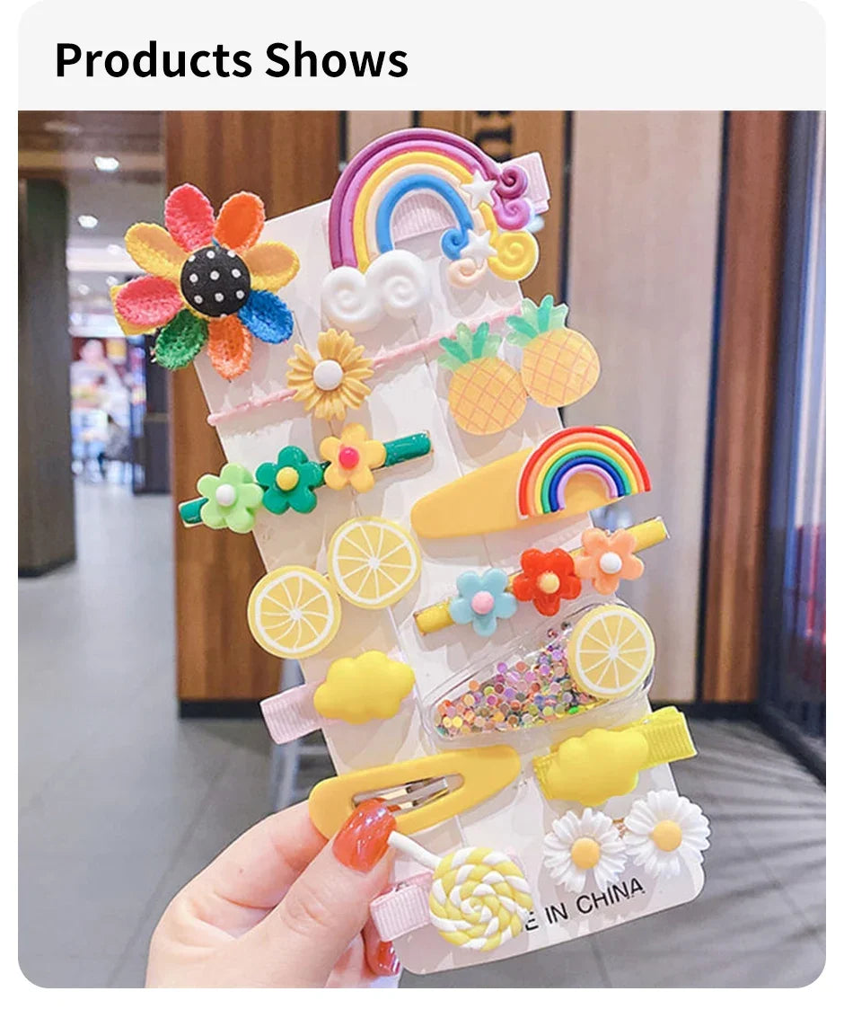 14-28-42-70Pcs Cartoon Baby Hair Clip Set Flower Fruit Baby Girl Barrettes Bangs Hairpins Kids Hair Accessories