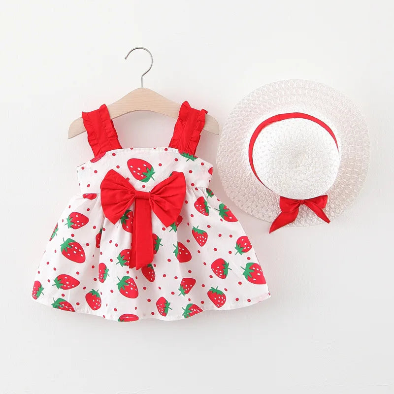 Baby Stylish Cotton Dress Bow Tie Hat