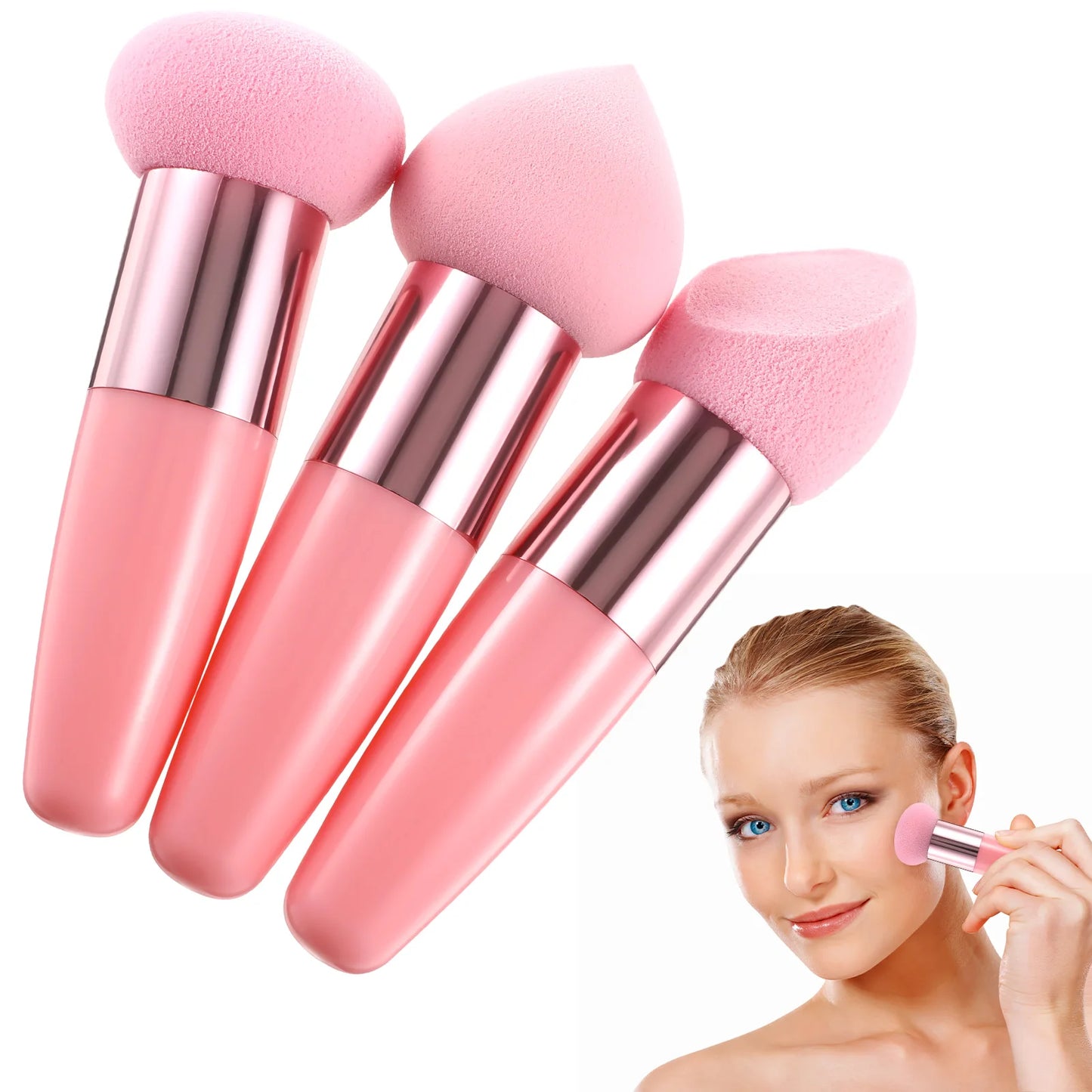 3Pcs Beauty Pen Set Sponge Makeup With Handle Foundation Sponge Blending Sponges Tools Compact Size For Suitable All